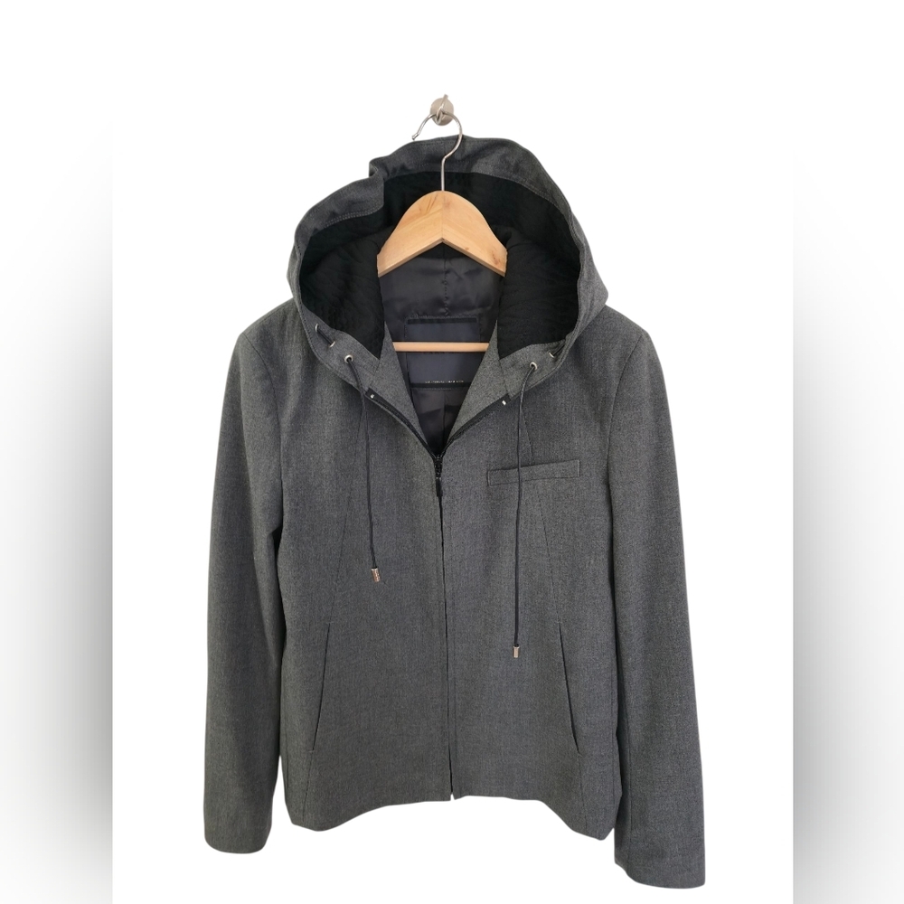 Zara Man Hooded Lightweight Full Zip Jacket Gray Size US 36 Small